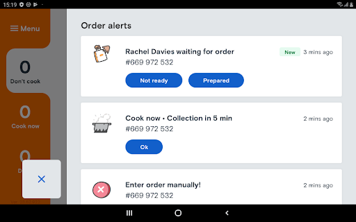 Types of notifications on Orderpad