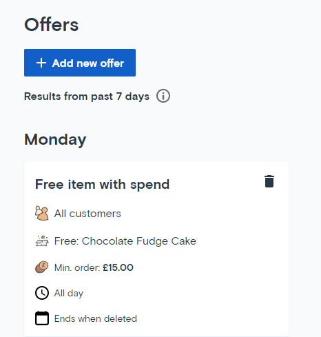 Free item offer - Offer live
